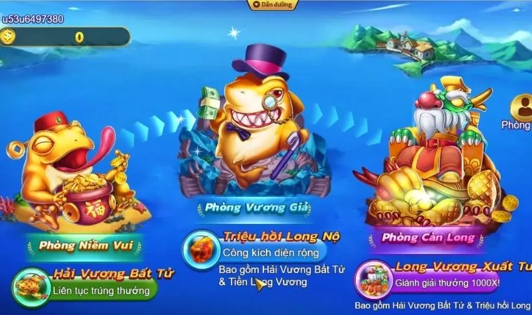 Các phòng chơi trong game Bắn Cá Royal Fishing Loto188