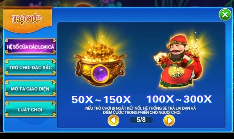 Hệ số thưởng trong game Bắn Cá Thần Tài Tại Loto188