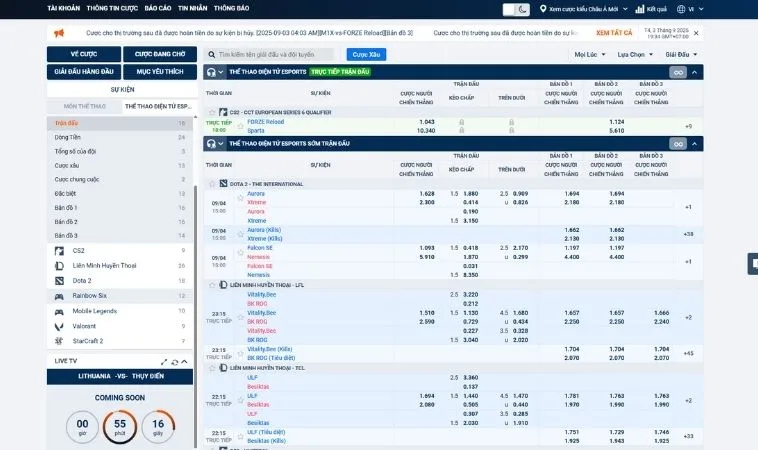 Hướng Dẫn Cách Chơi Cá Cược Thể Thao Điện Tử Tại Loto188 2 Bảng kèo cá cược thể thao điện tử tại Loto188