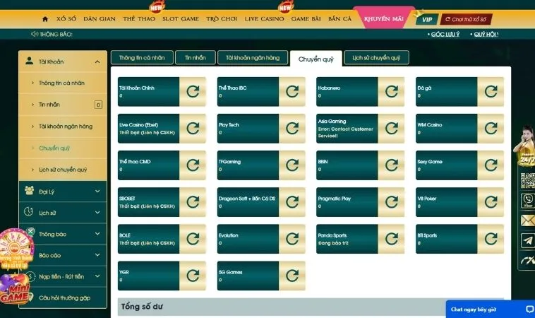 Giao diện rút tiền Loto188